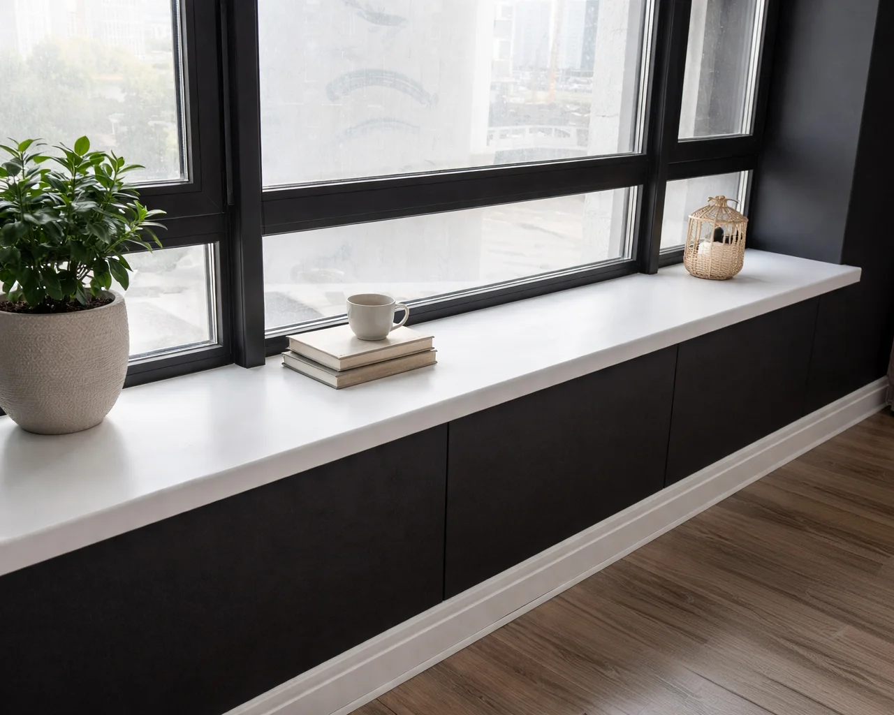 Подоконник Plastolit Classic Белый матовый в интерьере квартиры